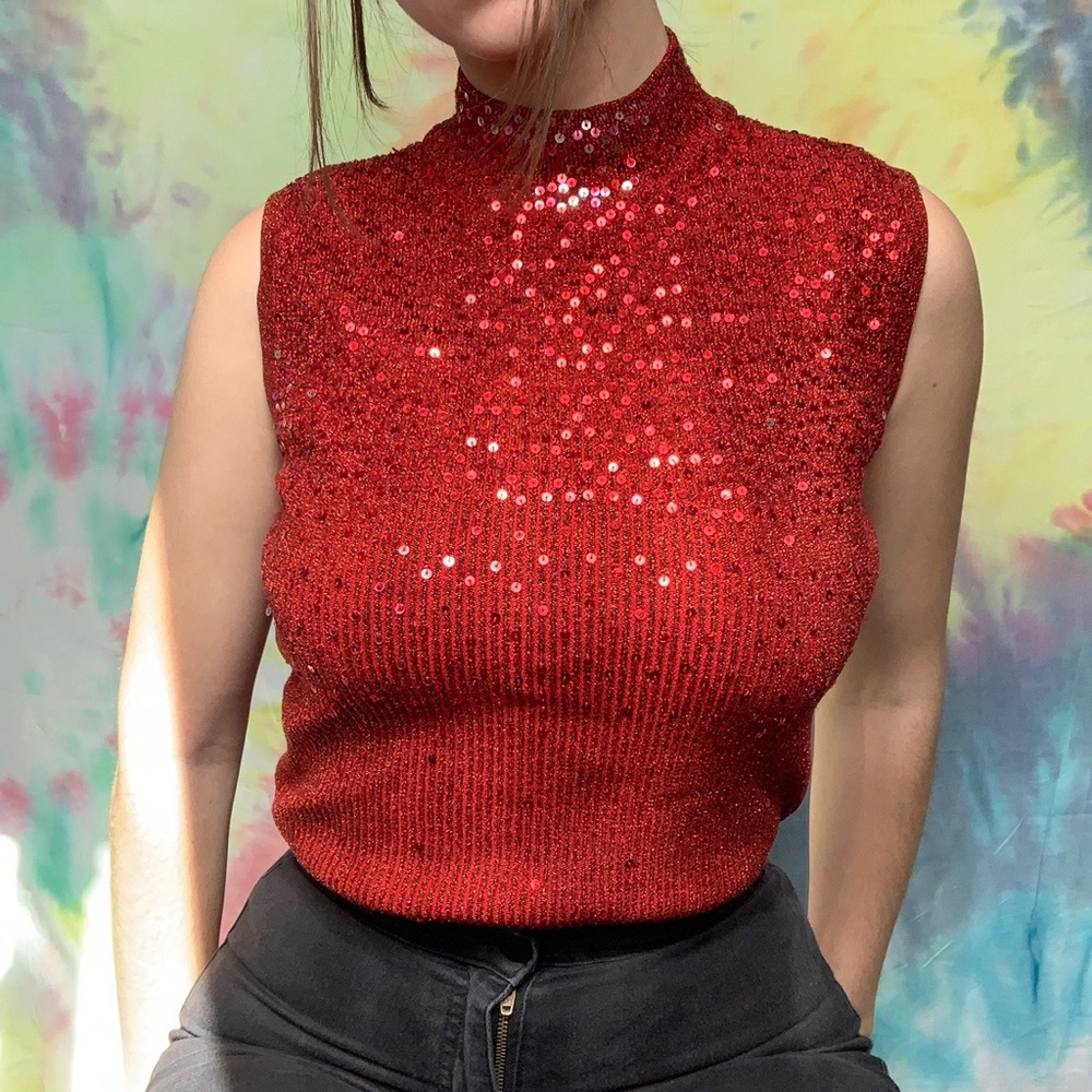 SOLD Red Hot Sequin Tank